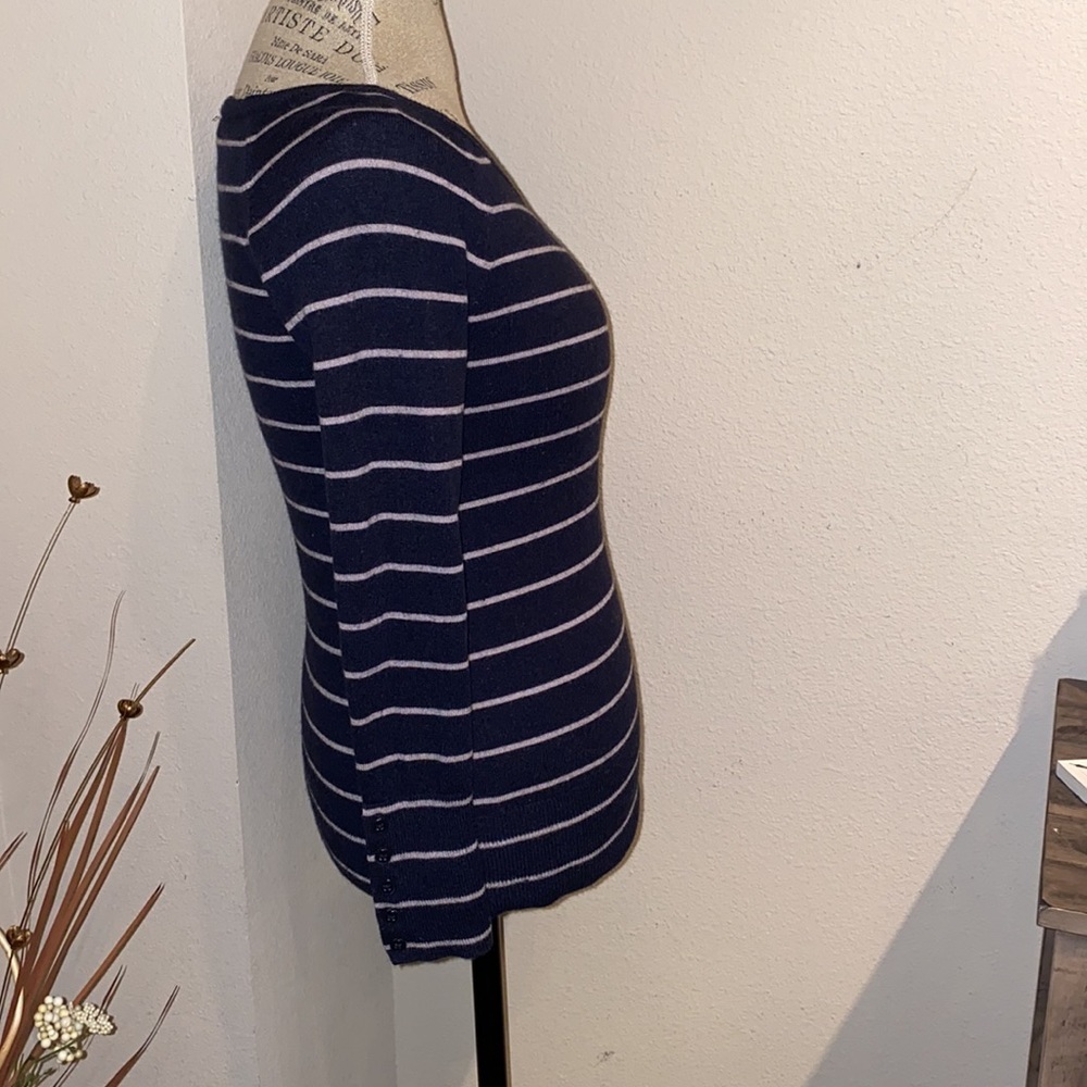Gap striped sweater XS petite navy blue open neck - Picture 6 of 7
